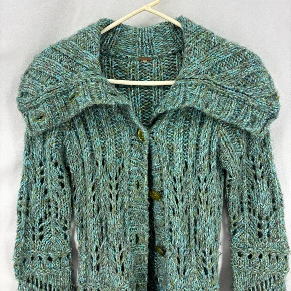 Free People Knit Duster Cardigan Boho Long Sweater Women’s Size Small bohemian - Picture 9 of 10